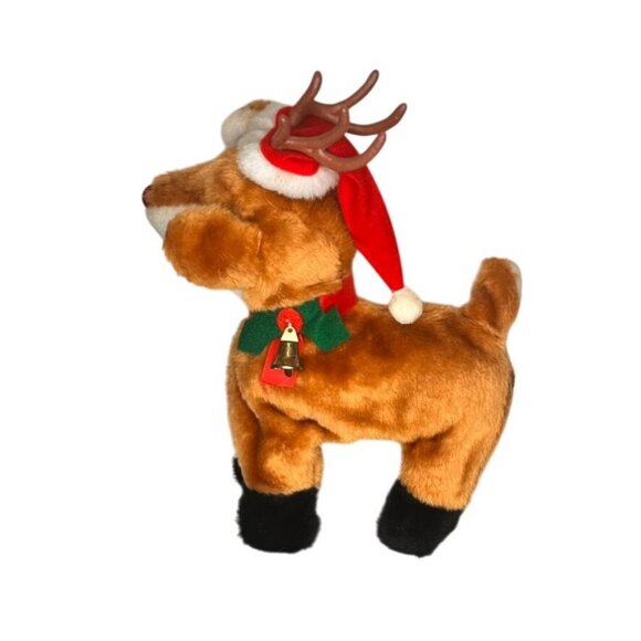 Vintage Christmas Rudolph Reindeer Stuffed Animal Animated Plush Toy Musical - Picture 3 of 7
